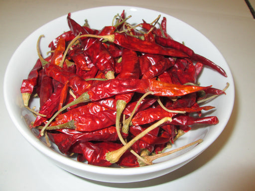 Dried Arbol Chiles with stems, 22 lbs