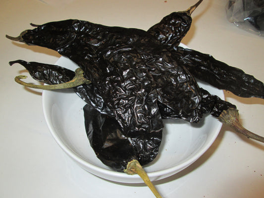 Dried Negro Chiles with stem, 20 lbs/case